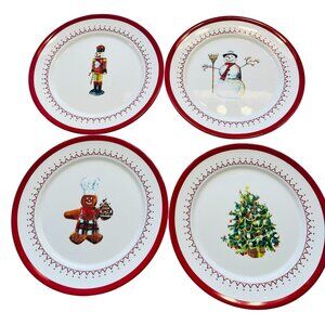 Williams Sonoma 2010 Marc Lacaze Christmas Icon Dessert Plates 8 7/8"Set of 4